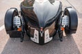 vintage open-top car at the yacht show in Monaco on a sunny day, leather seats, spoked wheels, close-up Royalty Free Stock Photo