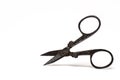 vintage opened small nail scissors white background Royalty Free Stock Photo