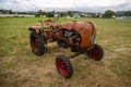 Vintage orange Allgaier tractor in a field..