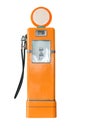 Vintage orange fuel pump on white Royalty Free Stock Photo