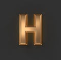 Vintage orange gold or copper metallic font - letter H isolated on grey, 3D illustration of symbols