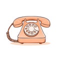 Vintage Orange Rotary Phone Illustration Old Fashioned Communication Device Royalty Free Stock Photo