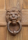 Vintage oriental knocker door of metal lion Royalty Free Stock Photo