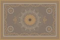 Vintage oriental monophonic beige rug with dirty yellow and brown calligraphy patterns Royalty Free Stock Photo