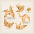 Vintage origami icons set