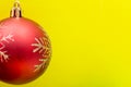 Vintage Ornament Christmas Decoration on bright yellow background. Winter Holidays Royalty Free Stock Photo