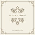 Vintage Ornament Greeting Card Vector Template. Retro Luxury Invitation, Royal Certificate. Flourishes frame. Vector Background