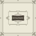 Vintage Ornament Greeting Card Vector Template. Retro Luxury Invitation, Royal Certificate. Flourishes frame. Vintage Royalty Free Stock Photo