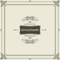 Vintage Ornament Greeting Card Vector Template. Retro Luxury Invitation, Royal Certificate. Flourishes frame. Vintage Royalty Free Stock Photo