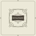 Vintage Ornament Greeting Card Vector Template. Retro Luxury Invitation, Royal Certificate. Flourishes frame. Vintage Royalty Free Stock Photo