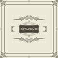 Vintage Ornament Greeting Card Vector Template. Retro Luxury Invitation, Royal Certificate. Flourishes frame. Vintage Royalty Free Stock Photo