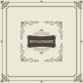 Vintage Ornament Greeting Card Vector Template. Retro Luxury Invitation, Royal Certificate. Flourishes frame. Vintage Royalty Free Stock Photo