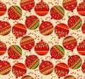 Vintage ornament patchwork xmas bubbles seamless pattern.