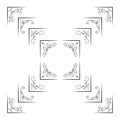 Vintage ornamental corner elements. Filigree flourish elements. Vector. Decorations.