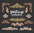 Vintage Ornamental Gold Calligraphic Designs Set on the chalkboard.