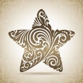 Vintage ornamental star. Decorative icon on a background with pattern Royalty Free Stock Photo