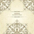 Vintage ornamental template with pattern and decorative frame Royalty Free Stock Photo