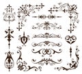 Vintage ornaments design elements floral curlicues white background curbs frame corners stickers Royalty Free Stock Photo