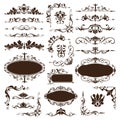 Vintage ornaments design elements floral curlicues white background curbs frame corners stickers Royalty Free Stock Photo