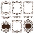 Vintage ornaments design elements floral curlicues white background curbs frame corners stickers