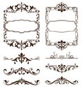 Vintage ornaments design elements floral curlicues white background curbs frame corners stickers