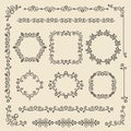 Vintage ornaments and dividers. Design elements set. Ornate floral frames and banners. Vector graphic elements for design. Royalty Free Stock Photo