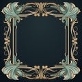 Vintage Ornate Frame With Blue Floral Ornament On Dark Background Royalty Free Stock Photo