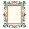 Vintage Ornate Frame With Red And Orange Flowers