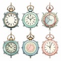 Whimsical Antique Wooden Pocket Watches With Colorful Clocks