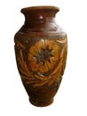Vintage ornated brown decorative clay vase