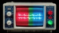 Vintage Oscilloscope Displaying Complex Waveforms with Red, Green, and Blue Colors Royalty Free Stock Photo