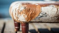 Vintage Ottoman With Dripping Paint: A Rustic Close-up