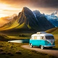 Vintage outdoor camper mountain adventure