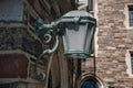 Vintage outdoor lantern on bricks wall Royalty Free Stock Photo