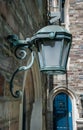 Vintage outdoor lantern on bricks wall