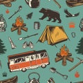 Vintage outdoor recreation seamless pattern