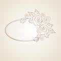 Vintage oval frame with roses and space for you Royalty Free Stock Photo