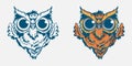 Vintage owl mascot colorful concept in vintage style isolated illustration. - Vector