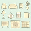 Vintage packages Icons Interior Vector Royalty Free Stock Photo
