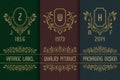 Vintage packaging design with monograms logos. Set of labels templates for quality product Royalty Free Stock Photo