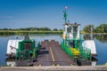 Vintage paddle steamer ferry operating on Oder River crossing between Poland and Germany