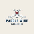 Vintage paddle wine logo template