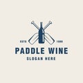 Vintage paddle wine logo template