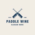 Vintage paddle wine logo template