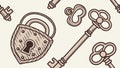 Vintage Padlock and Skeleton Keys Illustration Set, vector design Generative AI Royalty Free Stock Photo