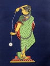 Vintage painting of Girl playing with a yoyo in transparent dress