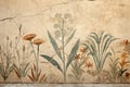 Vintage painting of plants like Ancient Roman wall fresco, nature theme Royalty Free Stock Photo