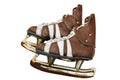 Vintage pair of mens ice skates on white Royalty Free Stock Photo