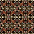 Vintage paisley seamless pattern. Bright black red gold floral Royalty Free Stock Photo