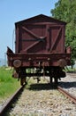 Vintage Pakistan Railways freight car on rails at Railway Museum Islamabad